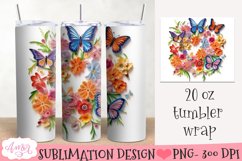3D Tumbler Sublimation BUNDLE | Flowers and butterflies PNG Product Image 8