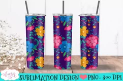 Purple Seamless floral tumbler wrap for sublimation Product Image 3