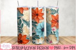 3D floral 20oz Tumbler Sublimation | Spring tumbler PNG Product Image 2