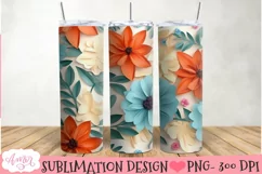 3D floral 20oz Tumbler Sublimation | Spring tumbler PNG Product Image 2