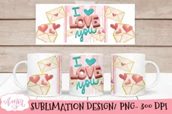 I Love You Mug Wrap for Sublimation | Love letters Mug PNG Product Image 2