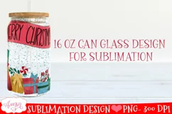 Merry Christmas Can Glass Wrap PNG for Sublimation Product Image 2