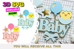 Cute Baby Chick Cake topper SVG Product Image 1