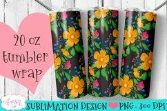 Seamless floral tumbler wrap for sublimation customizable Product Image 2