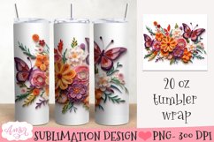 3D Tumbler Sublimation BUNDLE | Flowers and butterflies PNG Product Image 9
