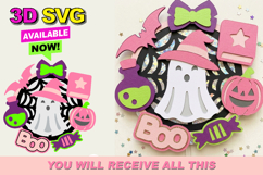 Cute Ghost Halloween Cake Topper 3D SVG Product Image 1