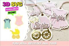 Cute Baby Shower Gift Tags 3D SVG Product Image 1