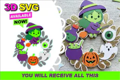 Spooky Halloween Wreath Sign 3D SVG Product Image 1
