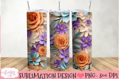 3D floral 20oz Tumbler Sublimation | Spring tumbler PNG Product Image 2
