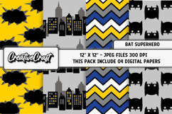 Bat Superhero Digital Papers, scrapbook backgrounds designs Product Image 1