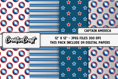 Captain America Superhero Digital Papers, scrapbook designs Product Image 1