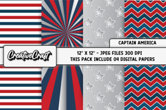 Captain America Superhero Digital Papers, scrapbook designs Product Image 1