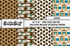 Coffee Digital Papers, brown backgrounds scrapbook designs Product Image 1