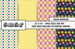 Monsters Colors Digital Papers, scrapbook background designs Product Image 1