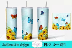 Flowers and butterflies tumbler wrap for sublimation Product Image 2