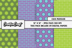 Cute Monsters Digital Papers, scrapbook backgrounds designs Product Image 1