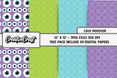 Cute Monsters Digital Papers, scrapbook backgrounds designs Product Image 1