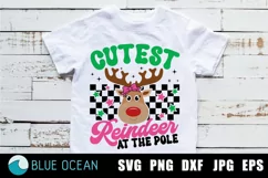 Cutest Reindeer at the pole svg, Christmas Girl SVG Product Image 1