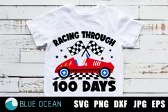 Racing through 100 days SVg, 100 days of school SVG, boy SVG Product Image 1