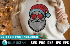 Glitter Santa PNG, Santa SVG, Santa with sunglasses PNG Product Image 1