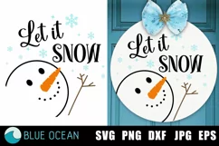 Let it snow SVG, Christmas round sign SVG, Snowman SVG Product Image 1