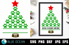 Dog Christmas SVG, Dog Christmas paw tree SVG, Paw prints Product Image 1