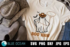 Boo Haw SVG, Western Ghost Svg, Cowboy Ghost Svg, Cowboy Hat Product Image 3