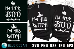 I'm his witch SVG, I'm her boo SVG, funny halloween svg Product Image 1