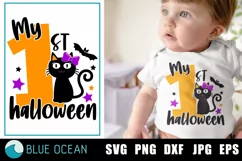 My 1st halloween SVG, First halloween girl, Cute black cat Product Image 1