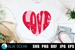 Retro Love heart SVG, Love distressed PNG, Valentines SVG Product Image 1