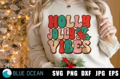 Holly Jolly Vibes SVG, Holly Jolly SVG, Groovy Christmas Product Image 1