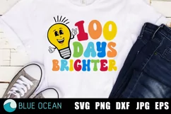 100 Days Brighter SVG,V100 Days of School PNG, Teacher shirt Product Image 1