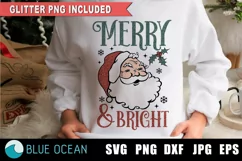 Merry and Bright SVG, Merry & Bright PNG, Vintage Christmas Product Image 1
