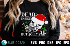 Dead inside but jolly AF PNG, Christmas shirt SVG, Skull Product Image 1