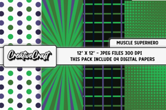 Muscle Superhero Digital Papers, scrapbooking backgrounds Product Image 1