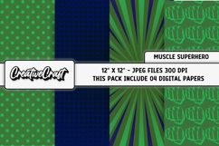 Muscle Superhero Digital Papers, scrapbooking backgrounds Product Image 1