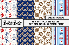 Sailing Nautical Digital Papers, sea ocean scrapbook designs Product Image 1