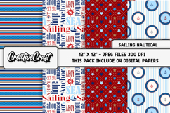 Sailing Nautical Digital Papers, sea ocean scrapbook designs Product Image 1
