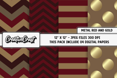 Metal Red Gold Digital Papers, scrapbook backgrounds designs Product Image 1