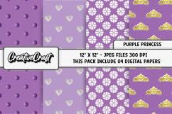 Purple Princess Digital Papers, scrapbook background designs Product Image 1