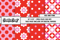 Valentine Digital Papers, scrapbooking background designs Product Image 1