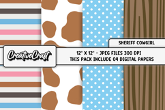Sheriff Cowgirl Digital Papers, scrapbook background designs Product Image 1