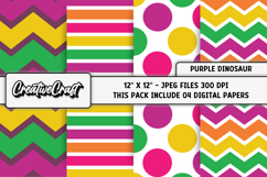 Purple Dinosaur Digital Papers, scrapbook papers designs Product Image 1