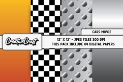 Race Cars Movie Digital Papers, scrapbooking papers designs Product Image 1