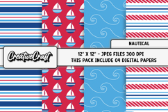 Nautical Digital Papers, Sea Boat Digital Scrapbook Designs Product Image 1