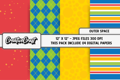 Outer Space Digital Papers, stars planets scrapbook designs Product Image 1