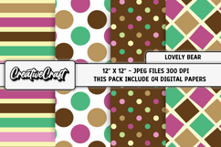 Lovely Bear Digital Papers, scrapbooking backgrounds designs Product Image 1