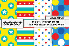 Circus Animals Digital Papers, scrapbook backgrounds designs Product Image 1
