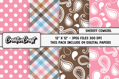 Sheriff Cowgirl Digital Papers, scrapbook background designs Product Image 1