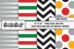 Race Cars Movie Digital Papers, scrapbooking papers designs Product Image 1